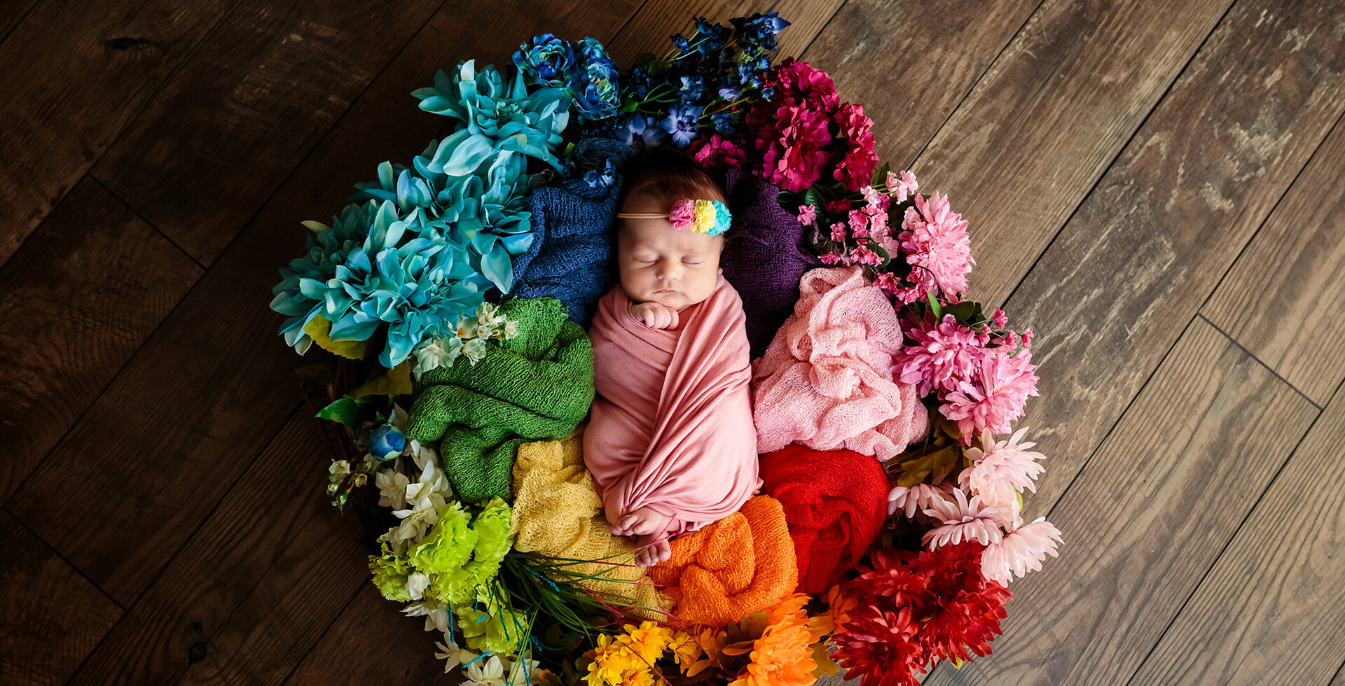 newborn rainbow baby photo